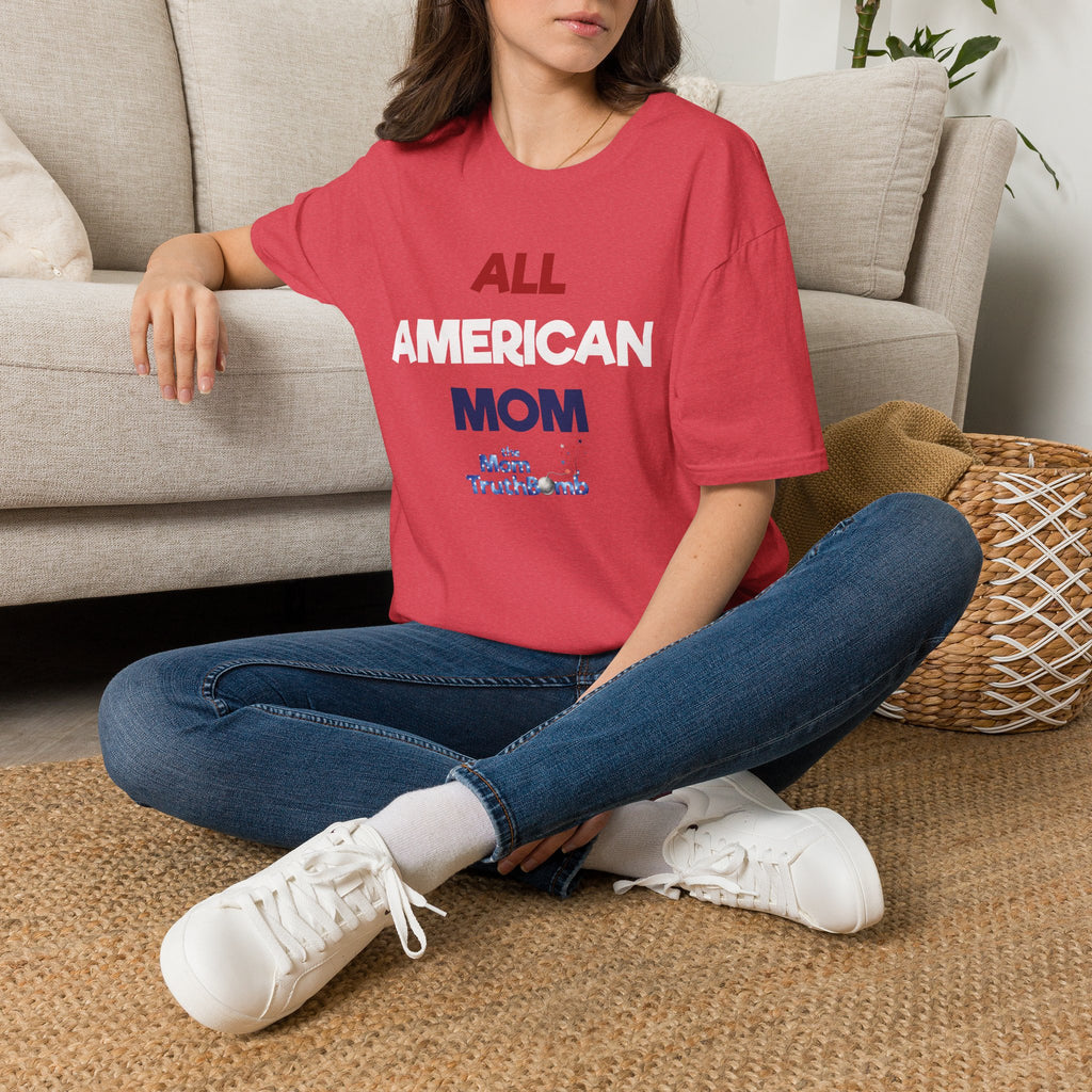 All American Mom, Stars and Stripes Logo - Unisex Softstyle T-Shirt