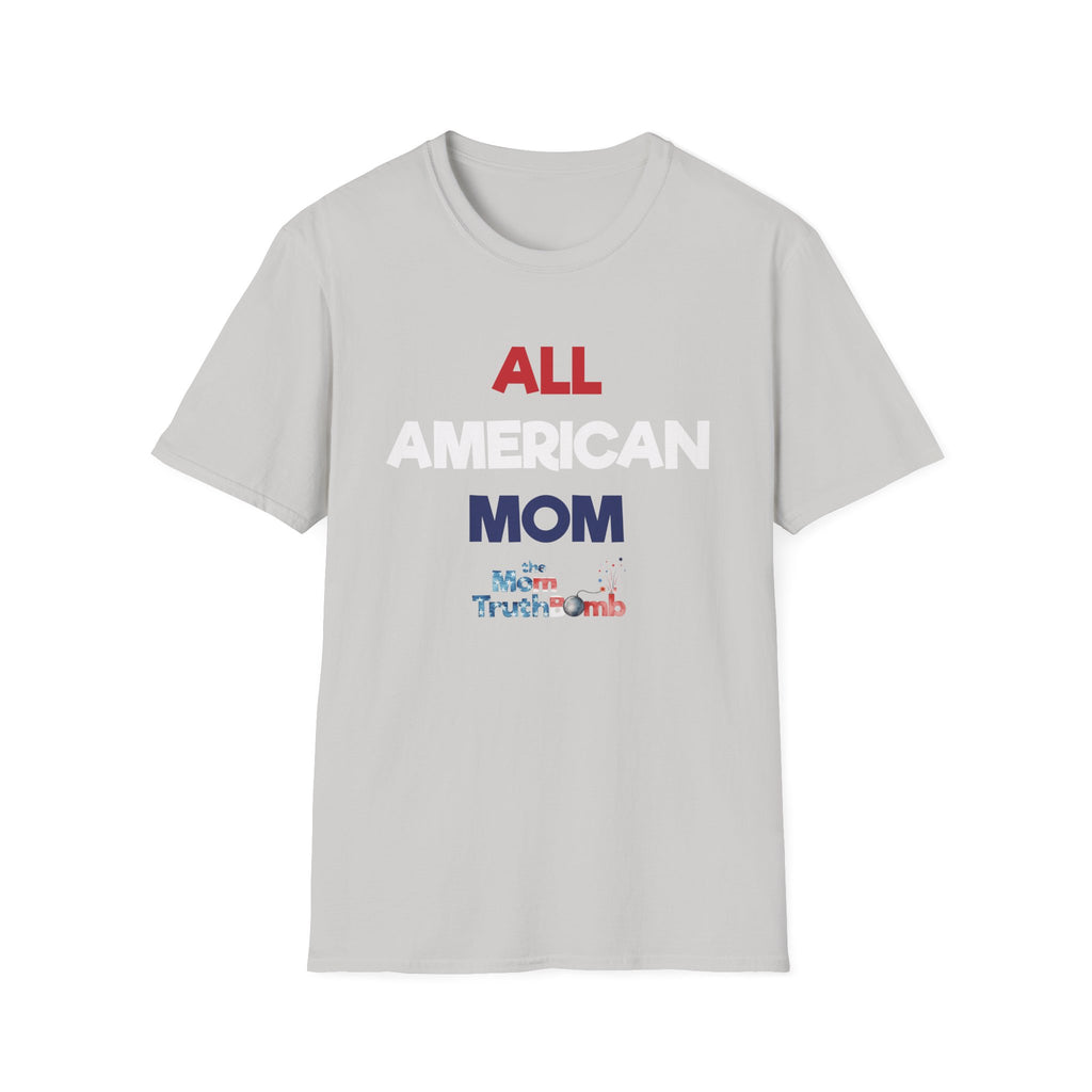 All American Mom, Stars and Stripes Logo - Unisex Softstyle T-Shirt