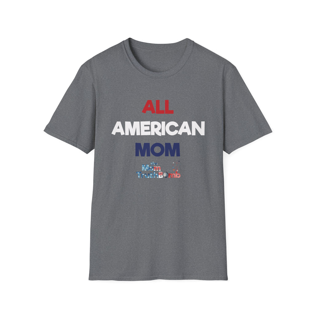 All American Mom, Stars and Stripes Logo - Unisex Softstyle T-Shirt