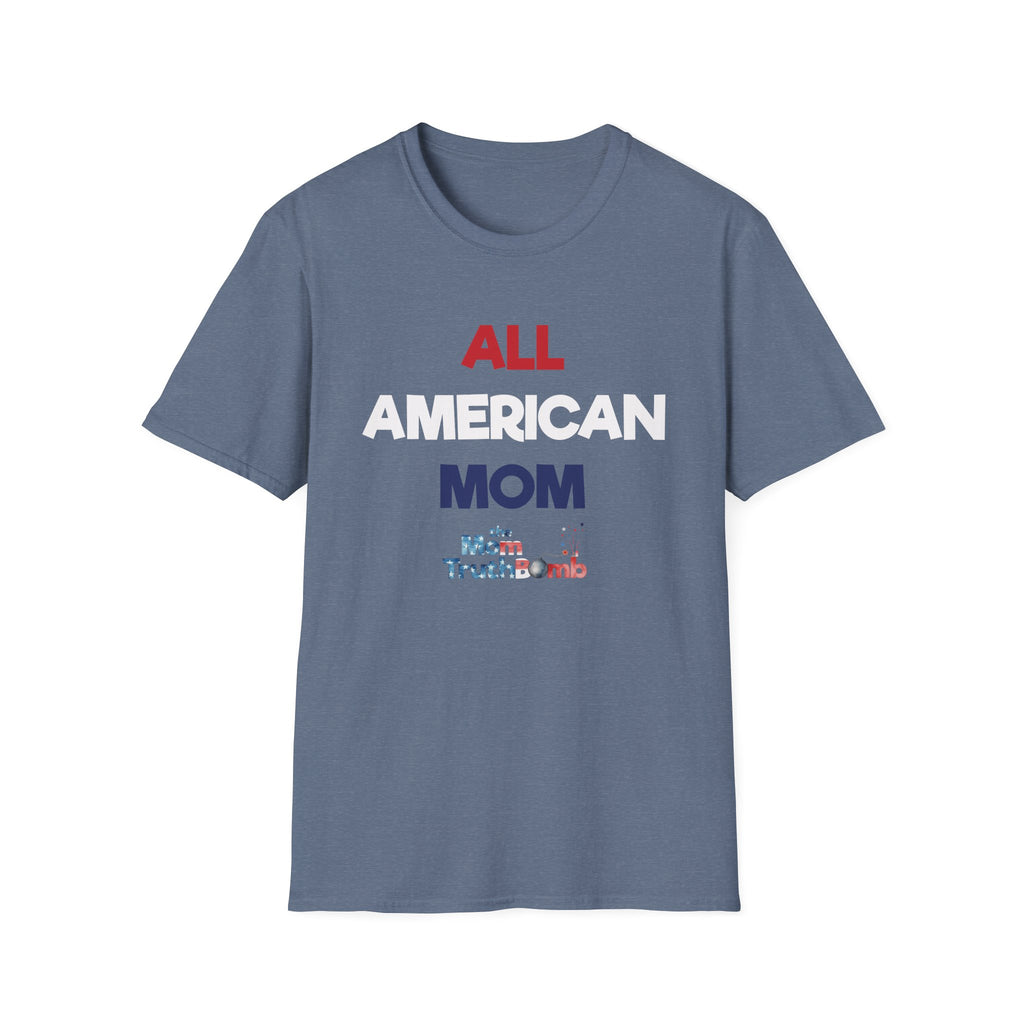 All American Mom, Stars and Stripes Logo - Unisex Softstyle T-Shirt
